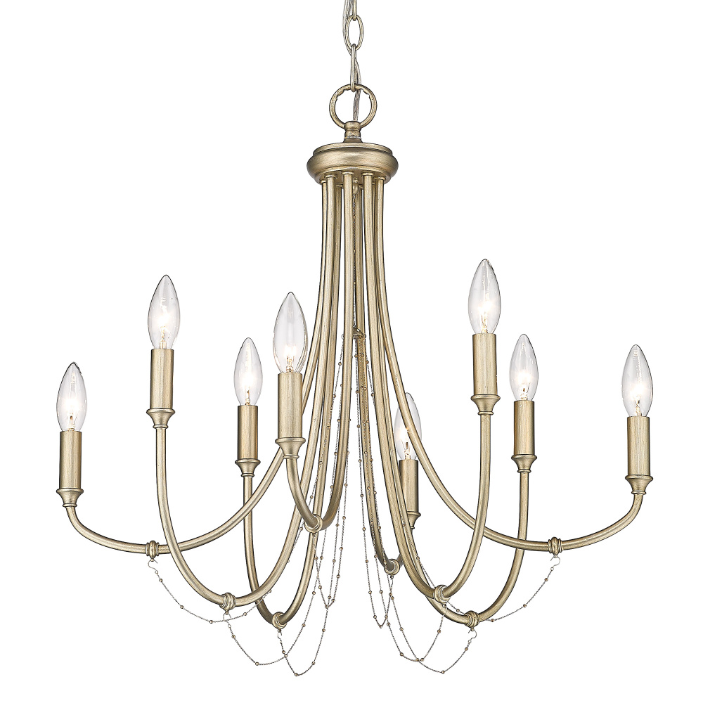 Golden Lighting Kamila 8-light Chandelier in White Gold